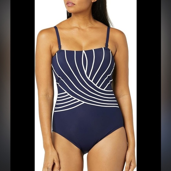 Gottex Other - Gottex Navy/White adjustable strap or strapless one piece bathing suit 6